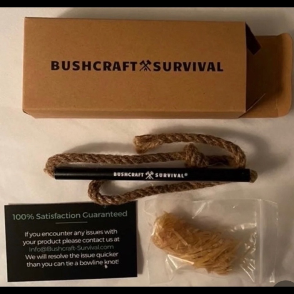 (10) Bushcraft Tinder Wick+Bellow Prepper Hiker Survival Fire Rope Starter Kit.